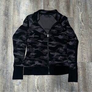 Athleta Triumph Black Camo Luxe Full Zip Sweatshirt Jacket #983002 Small‎ Black